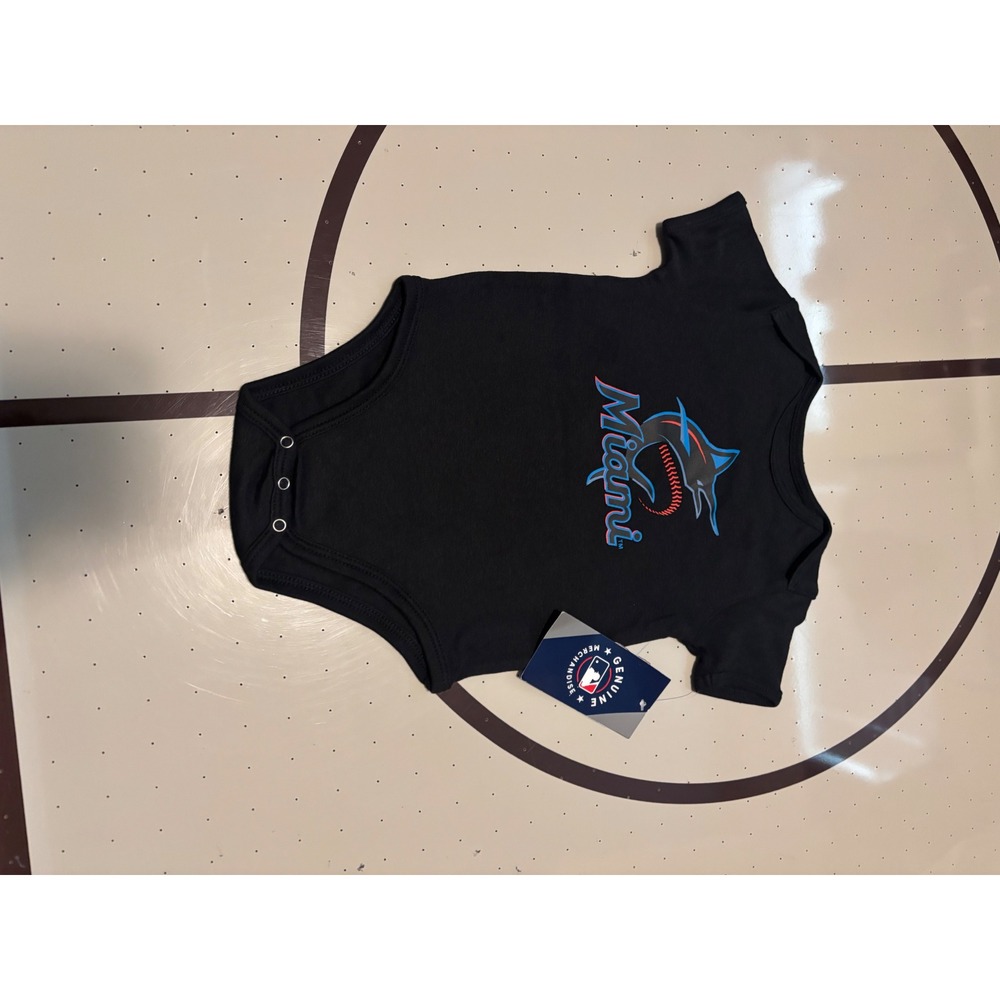 MLB Miami Marlins Baby Bodysuit Black Short Sleeve Creeper 24M New